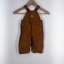 Carhartt Kids 9M Brown Cotton Duck Canvas Bib Overalls Snap Inseam Workwear