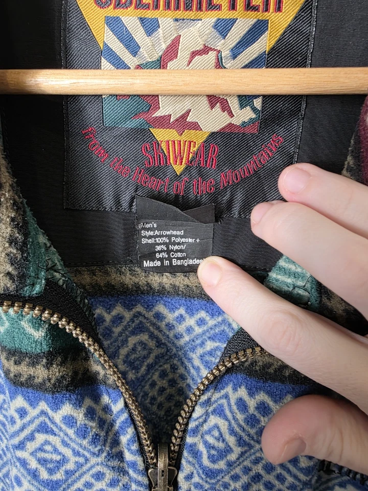 Vintage Obermeyer Arrowhead Skiwear Jacket 90s Pattern Zip-Up Men's Size Medium - Image 4 of 4