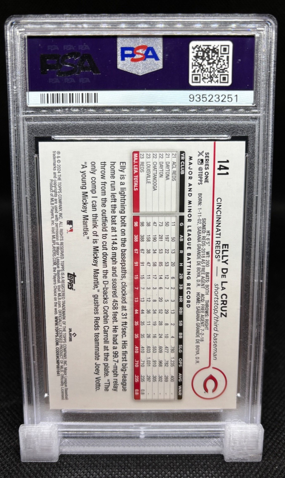 2024 Topps Elly De La Cruz #141 FOIL Holiday Easter Rookie Card RC PSA 10 view 3