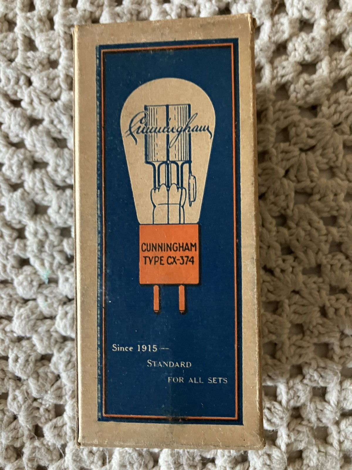 Cunningham Type CX-374 Voltage Regulator Tube NOS Etched Tube June 1924