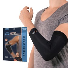 Copper Compression Elbow Sleeve - Infused Orthopedic Large, Black