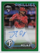 2024 Johan Rojas Rookie Card Topps Chrome Green Logofractor Auto /99 #RCA-JRO
