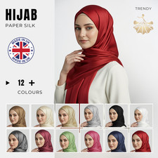 Women Paper Silk Hijab Satin Head Cover Long Muslim Scarf Lightweight Wrap Shawl