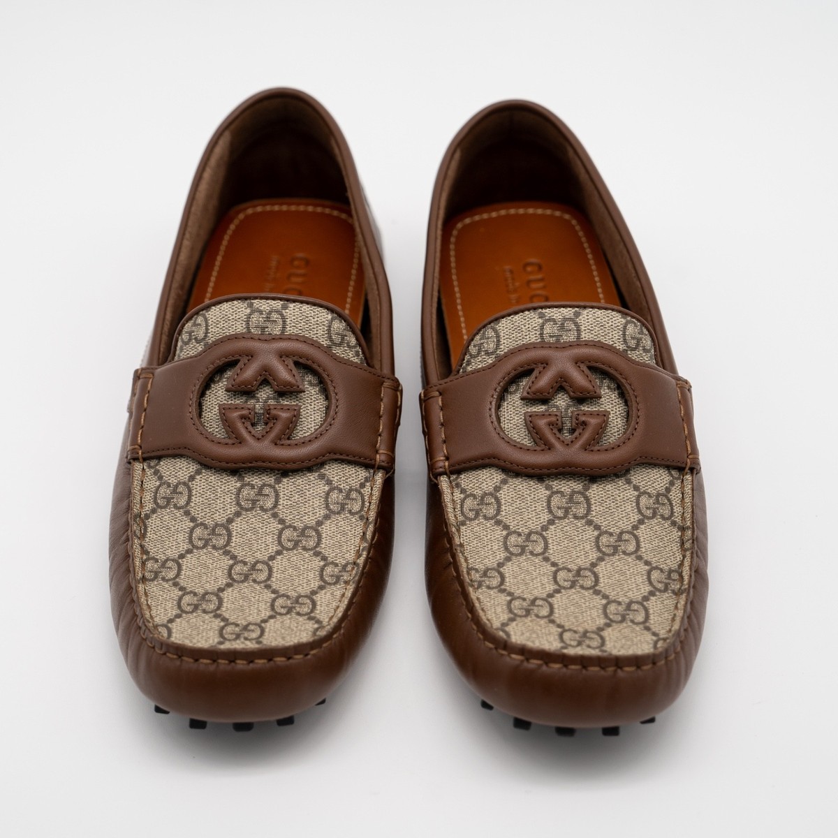 10G 10.5 US Gucci Interlocking G Leather Moccasin Driver  display picture 2