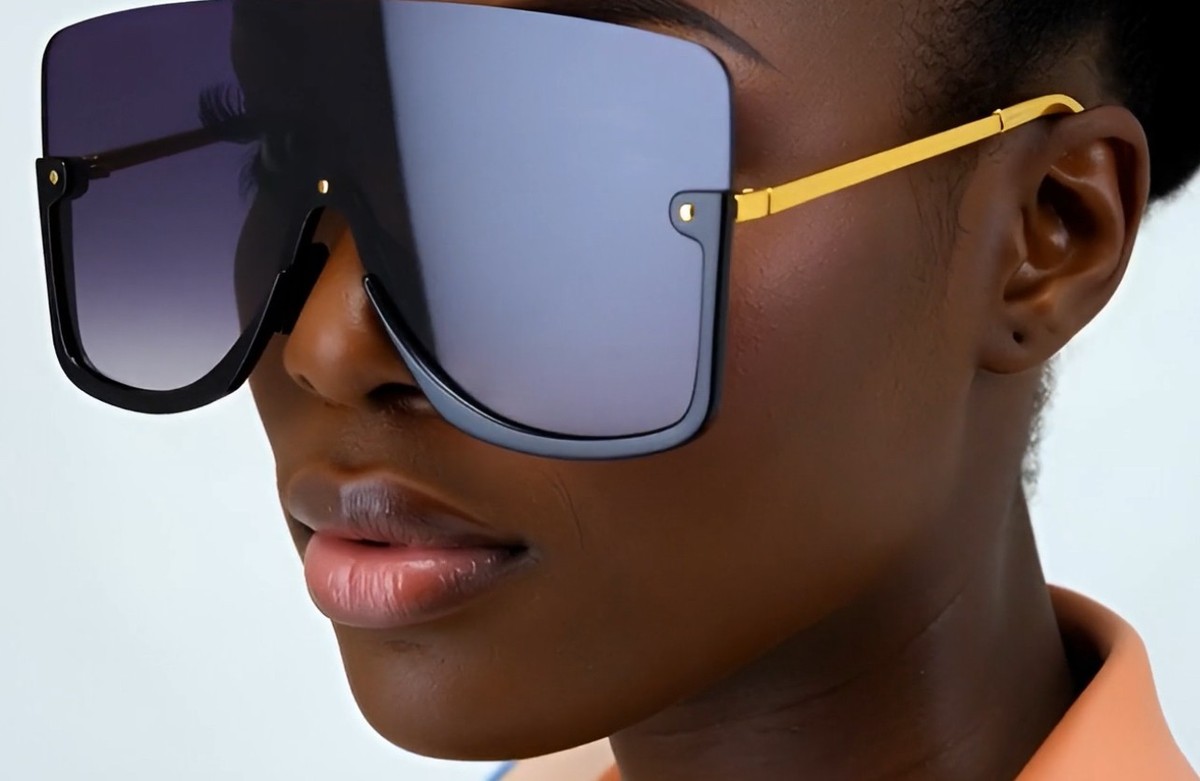 Women Designer Sunglasses Luxury Half Rim Single Lens Square 