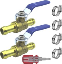 5/8" Heater Hose Shut off Valve, 2PCS Brass 5/8" Hose Barb Shut off Valve, 5/8''