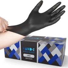 Black Nitrile Medical Gloves Disposable [Extra Thick 5 Mil] Large - 100 Count -