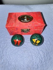 Vintage 1970s Chinese Cloisonn  Baoding Balls with Chimes. Original Box.