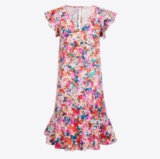 J.Crew Mercantile Floral Ruffle Hem Dress Size 6 Pink Multicolor Cotton Blend