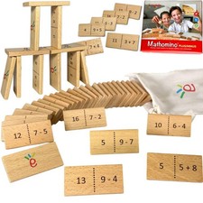 Math Domino Game for 1st  2nd  Wooden Algebra Dominoes Plus/Minus  Educati...