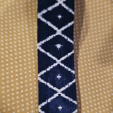 Navy White Diamond Pattern Fabric Metal Wristlet Key Chain for Women