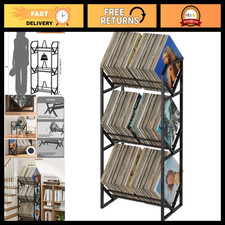 3 Tier Vinyl Record Storage Rack - Metal Shelf for 300 LPs, Large Capacity Album