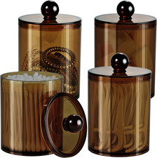 4-Pack Amber Acrylic Apothecary Jar Set