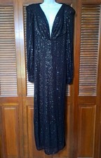 NWT IEENA by Mac Duggal Size 10 Black Floor Length Sequined Gown