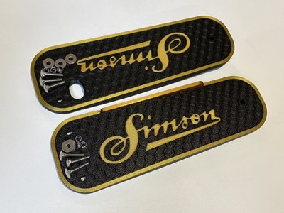 Simson Schwalbe Trittbretter Kohlefaser hochfest, wetterfest mit  Simson  gold
