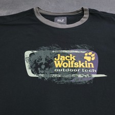 JACK WOLFSKIN Medium Logo Graphic Shirt Short Sleeve Ringer Outdoor Tech