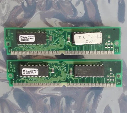 Set 2x NEC MC-422000F32BA-60 8MB 16MB kit 60ns 72-pin SIMM non-parity EDO RAM