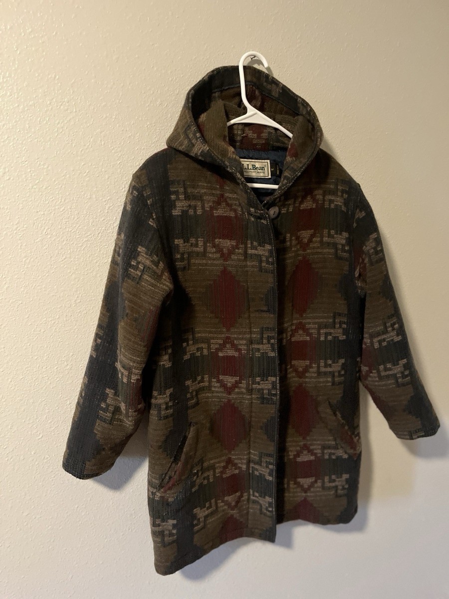 Vtg L.L. BEAN Women's Hooded Wool Coat Sz M | eBay