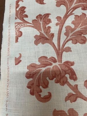 Soane Britain Scrolling Acanthus in Ruskin Pink- Ivory Linen 7.4 yards