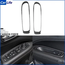 Real Carbon Fiber Front Window Lift Switch Panel Cover For Jeep Compass 17-21