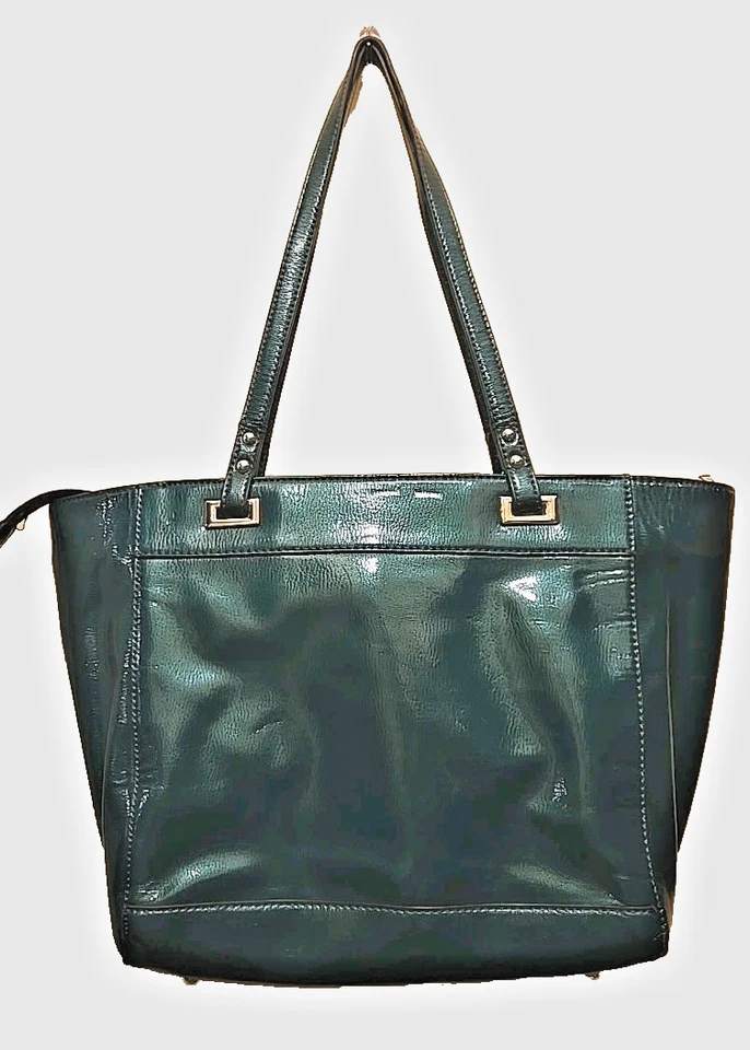 Cartera de mano Nine West clásica de cuero verde Patton Foto 2 de 4