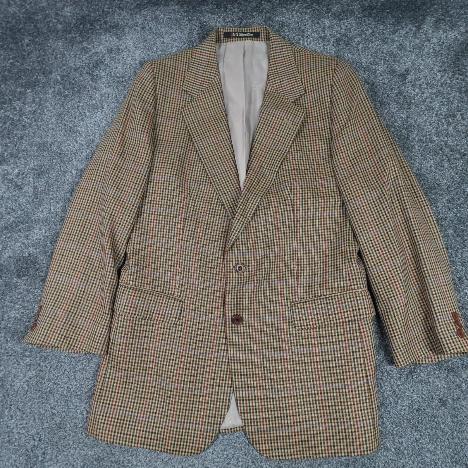 Daks Blazer Sports Coat Jacket Size 40R Men's Wool Silk Check Country Shooting