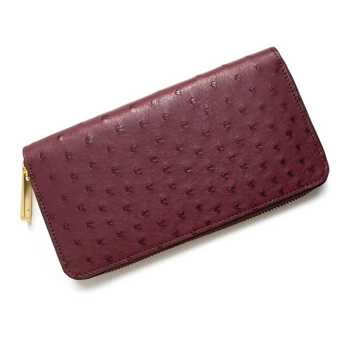 LOUIS VUITTON      N91226 Zippy Wallet Ostrich Exotic Leather Bordeaux Round Zip