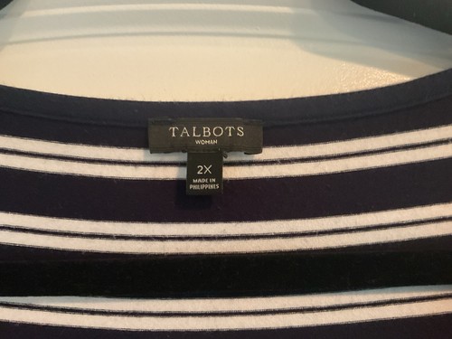 Talbots Women’s Black And White Stripe Shirt Size 2x - Picture 3 of 3