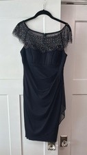 XSCAPE Black Beaded Ruched Off-the-Shoulder Sheath Dress Size 6P