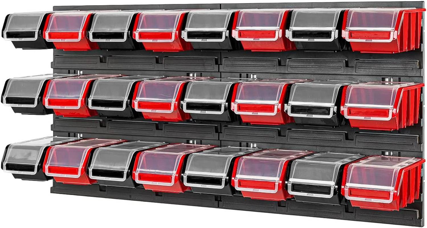 Sistema Stoccaggio Parete 24 Contenitori Impilabili 77x39 cm Officina