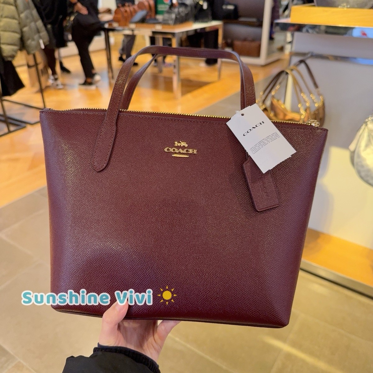 NWT COACH Fiona Zip Tote Bag In Leather CW395, Dark Wine | eBay