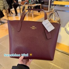 NWT COACH Fiona Zip Tote Bag In Leather CW395, Dark Wine