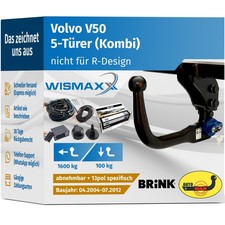 ANHÄNGERKUPPLUNG vert. abnehmbar für Volvo V50 04-12 +13pol E-Satz BRINK