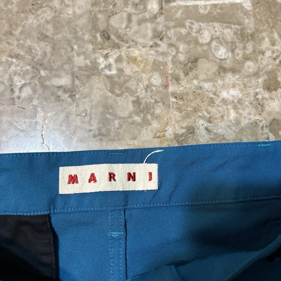 Pantalón cargo Marni para hombre 54 (36x31) azul verde azulado lana pierna recta ligero Foto 3 de 4