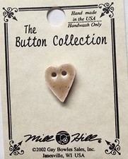 DIY Mill Hill Ceramic Button - Small Speckled Brown Folk Heart