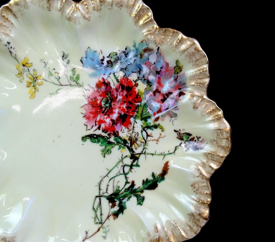 Antique Limoges France A.lanternier 1890's Hand Painted Holly Porcelain