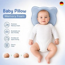 Kopfkissen Ergonomisches Memory Schaum Baumwolle weich Autositz Wiege Hell Blau