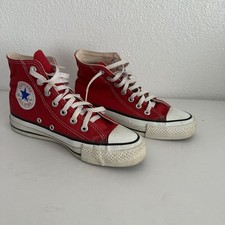 Vintage Converse Men's Size 4 Red All Star Red High Top Sneakers Made in USA 80s