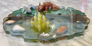 Dragon Overlooking Castle Crystals And Shells Epoxy Resin Diorama