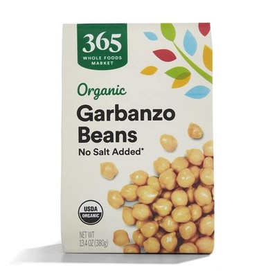 365 by Whole Foods Market, Organic Unsalted Garbanzo 13.4 Ounce (Pack of 1) 
