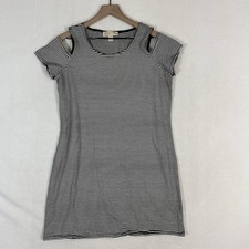 Michael Kors Striped Cold-Shoulder Midi Dress Women's Size Large Striped