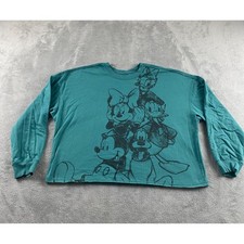 Disney Mickey and Friends Teal Green Graphic Cropped Sweatshirt XXL RN117508