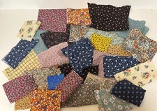 Vintage Mixed Lot 45 Pieces Floral Cotton Fabric Quilt Flowers Scraps Assorted