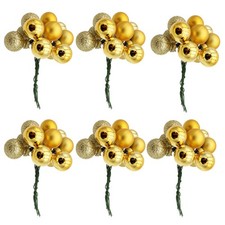 Christmas Mini Bauble Decorations on Wire 2cm Pack of 72 - Gold