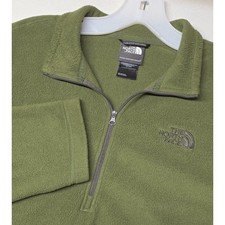 The North Face Fleece Pullover Mens Large Green TKA 100 Quarter Zip Mock Neck