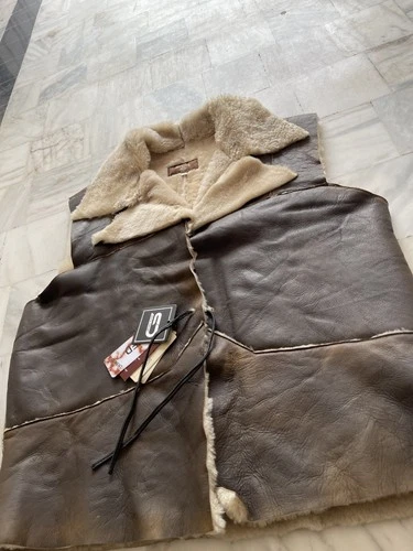Clint Handmade Real Fur Eastwood Man with no Name Brown Distressed Leather vest image 6