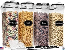 PRAKI Cereal Containers Storage Set (4L,135.2 Oz), 4PCS Airtight Food Storage