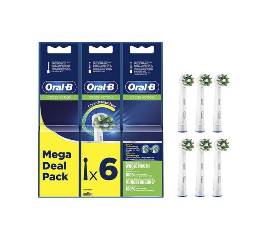 Oral-B CrossAction EB50 Electric Toothbrush Replacement Heads Pack of 6