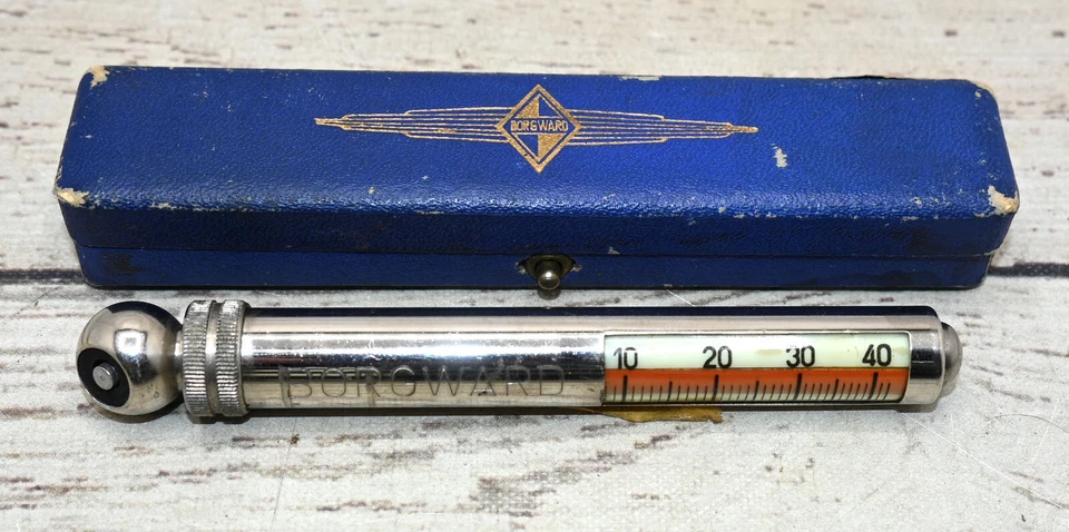 VTG Chrome MESSKO HAUSER BORGWARD Tire Pressure Meter Gauge Germany - Image 3 of 4