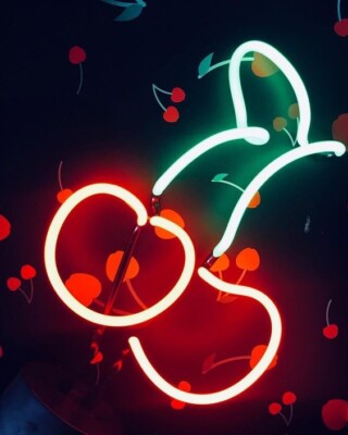 17'' Two Cherries Sweet Fruit Acrylic Neon Sign Light Lamp Visual Beer Bar JY